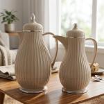 REGAL0.35 & 0.6 Ltr. Vacuum Flask Set - Light Coffee
with Silver MS Department Store Oman
