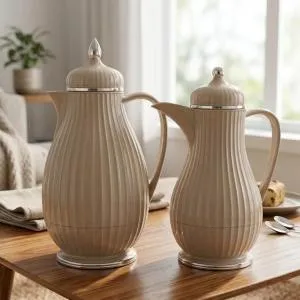 REGAL0.35 & 0.6 Ltr. Vacuum Flask Set - Light Coffee
with Silver MS Department Store Oman