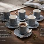 Porcelain Tea Set 12 Pcs From Jiwar - Blue + Silver MS Department Store Oman
