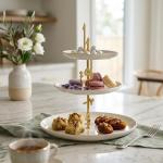 3 Layer Stand From Liqaa -  Pearl White + Gold MS Department Store Oman