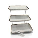 Blumen 3 Tier Rect Plates With Stand - Gold Ms Department Store Oman