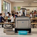 WIRES & WHEELS TROLLEY WITH LUNCH BAG + PENCIL CASE + LUNCH BOX BEIG COLOR MS Department Store Oman
