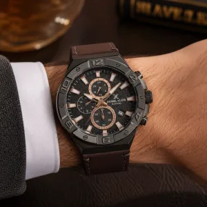Daniel Klein Exclusive Men'S Chronograph Analog Watch – Gunmetal Stainless Steel Case With Brown Leather Strap MS Department Store Oman