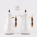 AL FURSAN  1.0L+1.0L V.FLASK SET WHITE WITH BROWN & GOLD HANDLE MS Department Store Oman