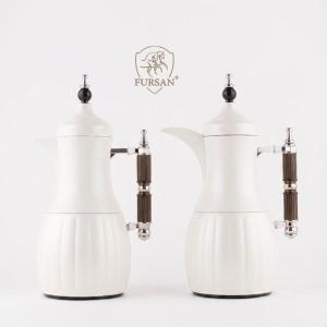 AL FURSAN  1.0L+1.0L V.FLASK SET WHITE WITH BROWN & SILVER HANDLE MS Department Store Oman