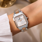 Daniel Klein Women'S Two-Tone Stainless Steel Square Analog Wrist Watch – Silver & Rose Gold MS Department Store Oman