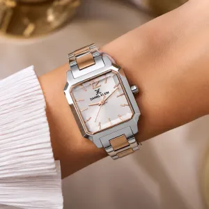 Daniel Klein Women'S Two-Tone Stainless Steel Square Analog Wrist Watch – Silver & Rose Gold MS Department Store Oman
