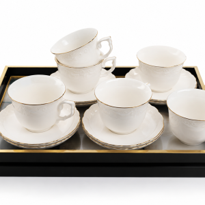 Solecasa 6/S 220Cc Cup And Saucer White With Golden Rim MS Department Store Oman