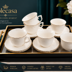 Solecasa 6/S 220Cc Cup And Saucer White With Golden Rim MS Department Store Oman
