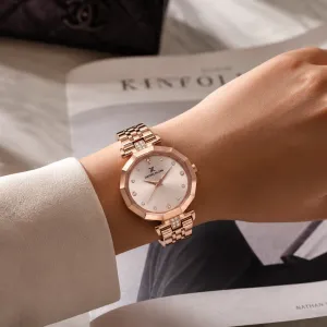 Daniel Klein Women'S Rose Gold Octagonal Analog Wrist Watch With Crystal Hour Markers & Stainless Steel Bracelet MS Department Store Oman