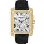 Daniel Klein Exclusive Men'S Gold-Tone Square Chronograph Analog Watch With Black Leather Strap MS Department Store Oman