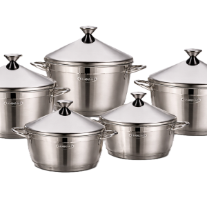 Stainless Steel Bonera 10 Pcs Etna Mega Set 18-20-22-24-32 Pot Set MS Department Store Oman