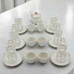 Al Fursan Elegant Fine Porcelain 27 Pcs Tea & Coffee Set –(White Frosted Band) MS Department Store Oman