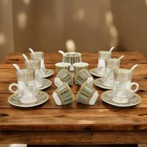 Al Fursan Elegant Fine Porcelain 20 Pcs Tea & Coffee Set –(Pattern Design) MS Department Store Oman