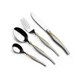 26Pcs Cutlery Set With Stand - Gold Silver MS Department Store Oman