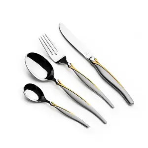 26Pcs Cutlery Set With Stand - Gold Silver MS Department Store Oman