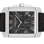 Daniel Klein Exclusive Men'S Square Chronograph Analog Watch – Black Dial, Silver Stainless Steel Case & Black Leather Strap MS Department Store Oman