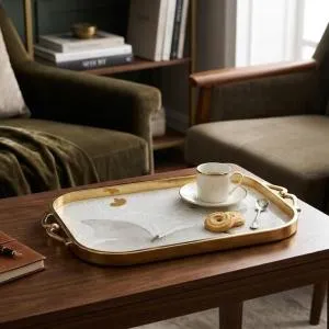 Luxury Serving Tray From Veloura - Brown + Gold MS Department Store Oman