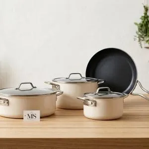 Enamel Bonera 7 Pcs Lilium Set 18-24 Pot, 26 Low Pot, 26 Frypan MS Department Store Oman