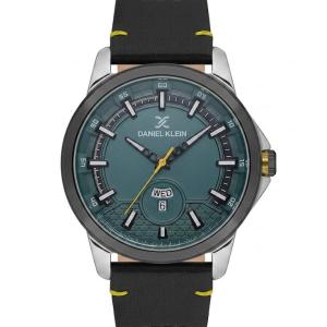Daniel Klein Men'S Analog Day & Date Leather Strap Watch – Green Dial, Gunmetal Case & Black Leather Strap MS Department Store Oman