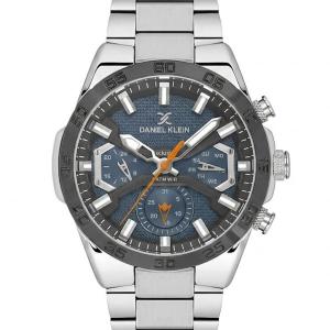 Daniel Klein Exclusive Men'S Multifunction Stainless Steel Watch – Blue Dial & Silver Bracelet MS Department Store Oman