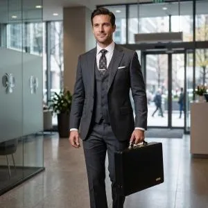 MONSCA LEATHER ATTACHE CASE 15X10.5X2.25 BLACK COLOUR, MS Department Store Oman