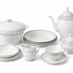 Blumen Royal Regency 57-Piece Fine Bone China Dinner Set – Silver Floral Border Ms Department Store Oman