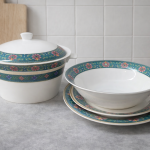 Blumen Exotic Teal Floral Porcelain Dinnerware Set 57 Pc Ms Department Store Oman