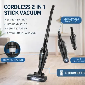2-in-1 Cordless Vacuum Cleaner – LED, Foldable Handle (160W;  MS Department Store Oman