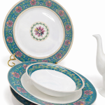 Blumen Exotic Teal Floral Porcelain Dinnerware Set 57 Pc Ms Department Store Oman