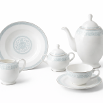 Blumen Royal Regency 57-Piece Fine Bone China Dinner Set – Silver Floral Border Ms Department Store Oman