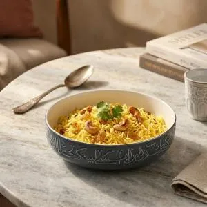 Salad Serving Bowl From Jiwar - Blue + Silver MS Department Store Oman