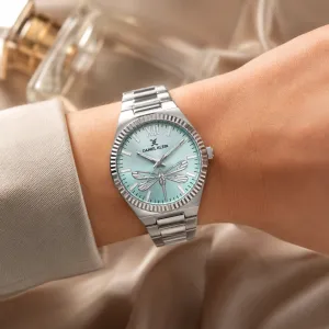 Daniel Klein Women'S Dragonfly Dial Stainless Steel Analog Wrist Watch – Silver & Mint Green MS Department Store Oman