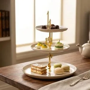 3 Layer Stand From Liqaa -  Beige + Gold MS Department Store Oman