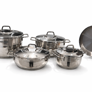 Stainless Steel Bonera 9 Pcs Sienna Set 16-20-24 Pot 24 Low Pot  24 Fry Pan Set MS Department Store Oman