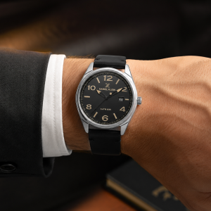 Daniel Klein Men'S Classic Analog Leather Strap Watch With Date Display – Black Dial & Silver Stainless Steel Case MS Department Store Oman