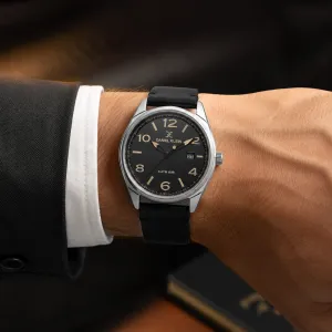 Daniel Klein Men'S Classic Analog Leather Strap Watch With Date Display – Black Dial & Silver Stainless Steel Case MS Department Store Oman