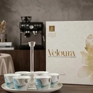 Arabic Coffee Set 7 Pcs From Veloura - Blue + Silver MS Department Store Oman