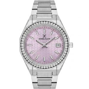 Daniel Klein Women'S Crystal Bezel Pink Dial Stainless Steel Date Watch MS Department Store Oman