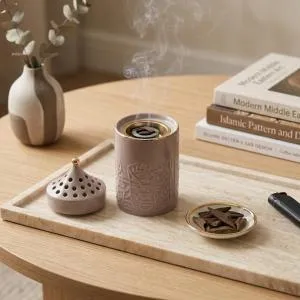 Porcelain Incense Burner From Jiwar -  Purple + Gold MS Department Store Oman