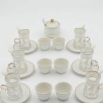 Al Fursan Elegant Fine Porcelain 27 Pcs Tea & Coffee Set -(White Frosted Band) MS Department Store Oman