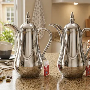 REGAL 1.0Ltr. + 1.0Ltr. P / B  Vacuum Flask Set[FullSilver] MS Department Store Oman