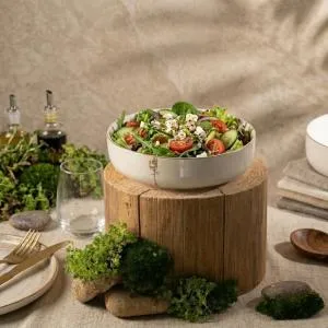Porcelain Salad Bowl From Liqaa -  Beige+Gold MS Department Store Oman