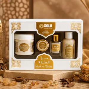 4Pc Musk Al Tahara(Talcum Powder)-85G+Cream 8Gm+Cpo 12Ml+Showergel 65Ml MS Department Store Oman