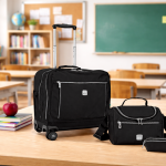 WIRES & WHEELS TROLLEY WITH LUNCH BAG + PENCIL CASE + LUNCH BOX BLACK MS Department Store Oman