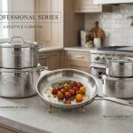 9 Pcs Panuz Series Stainless Steel Cookwaresteel MS Department Store Oman