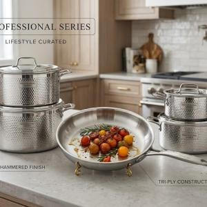 9 Pcs Panuz Series Stainless Steel Cookwaresteel MS Department Store Oman