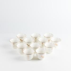 Otantik 12 Pcs Arabic Coffee Cups From Liqaa Pearl White + Gold MS Department Store Oman