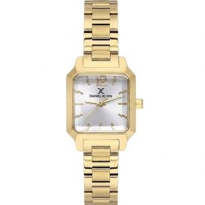 Daniel Klein Women'S Gold-Tone Square Analog Wrist Watch – Stainless Steel Bracelet, Silver Dial MS Department Store Oman