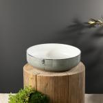 Porcelain Salad Bowl From Liqaa - Grey+Silver MS Department Store Oman